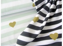 Jersey Lovely Stripes Herzen anthrazit oder mint